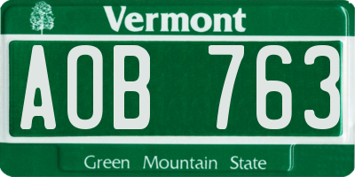 VT license plate AOB763