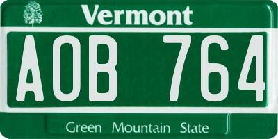 VT license plate AOB764