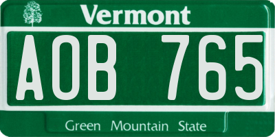 VT license plate AOB765