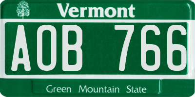VT license plate AOB766