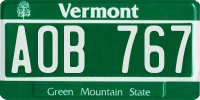 VT license plate AOB767