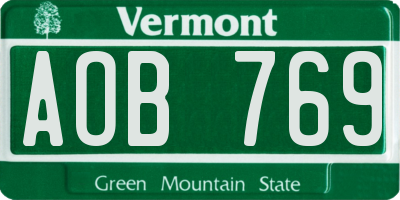 VT license plate AOB769
