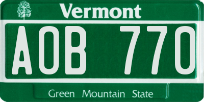 VT license plate AOB770