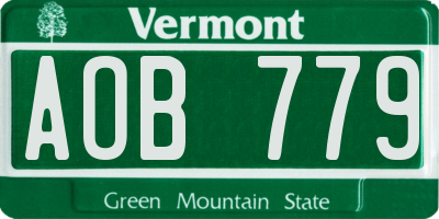 VT license plate AOB779