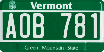 VT license plate AOB781
