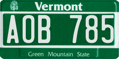VT license plate AOB785