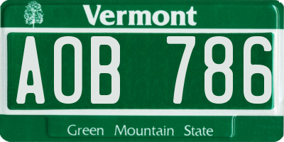 VT license plate AOB786