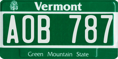 VT license plate AOB787