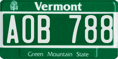 VT license plate AOB788