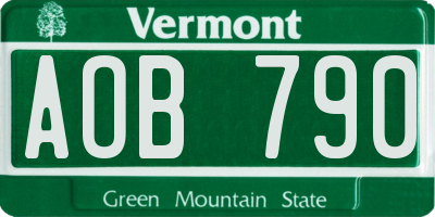 VT license plate AOB790