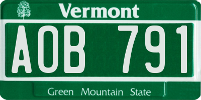 VT license plate AOB791