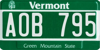 VT license plate AOB795