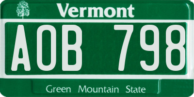 VT license plate AOB798