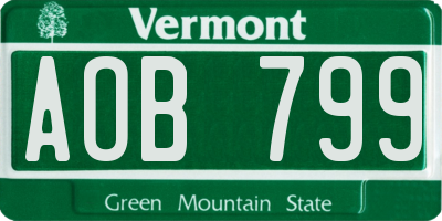 VT license plate AOB799