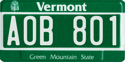 VT license plate AOB801