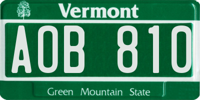 VT license plate AOB810