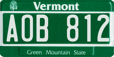 VT license plate AOB812