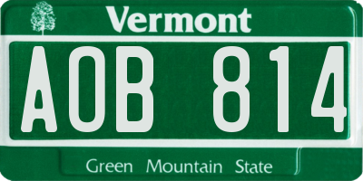 VT license plate AOB814
