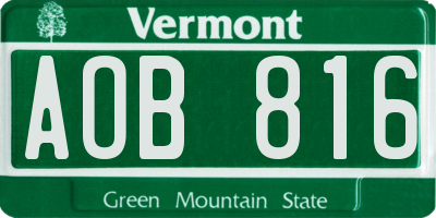 VT license plate AOB816