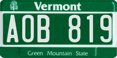 VT license plate AOB819