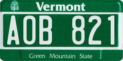 VT license plate AOB821