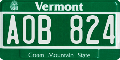 VT license plate AOB824