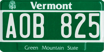 VT license plate AOB825