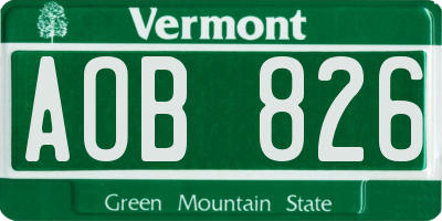 VT license plate AOB826