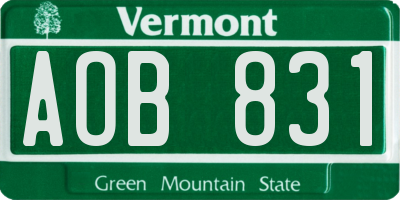 VT license plate AOB831