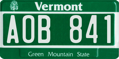 VT license plate AOB841