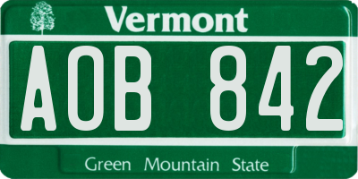 VT license plate AOB842