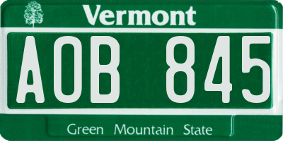 VT license plate AOB845