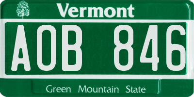 VT license plate AOB846