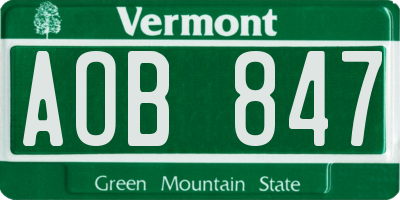 VT license plate AOB847