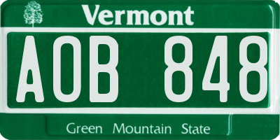 VT license plate AOB848