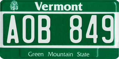 VT license plate AOB849