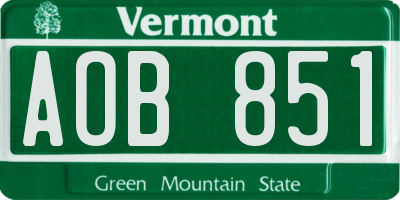 VT license plate AOB851