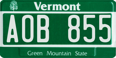 VT license plate AOB855