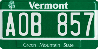 VT license plate AOB857
