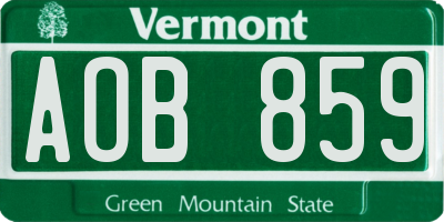 VT license plate AOB859