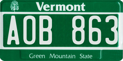 VT license plate AOB863