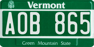 VT license plate AOB865