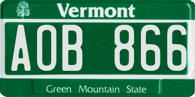 VT license plate AOB866
