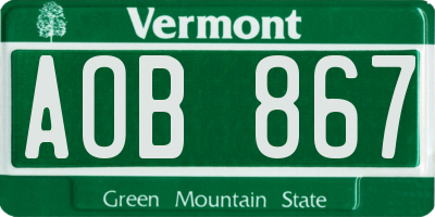 VT license plate AOB867