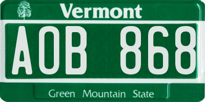 VT license plate AOB868