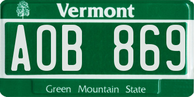 VT license plate AOB869