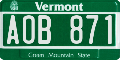 VT license plate AOB871