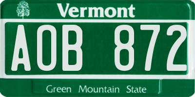 VT license plate AOB872