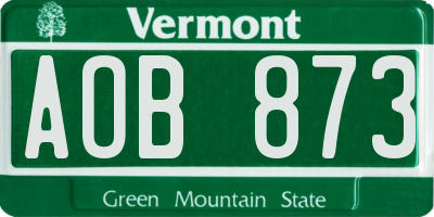 VT license plate AOB873