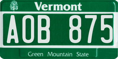 VT license plate AOB875